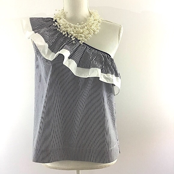 J. Crew Tops - J CREW STRIPED COTTON BLOUSE